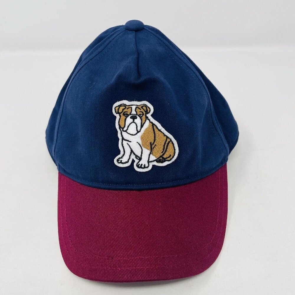 Janie and Jack Youth Boys Size 4-5 Years Bulldog Twill Hat Blue and Burgundy $26